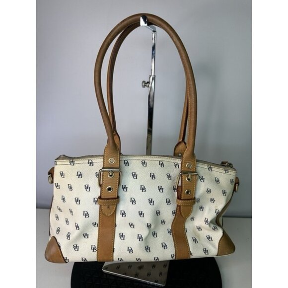 Dooney Bourke Medium Leather White Tan Handles - Picture 2 of 12